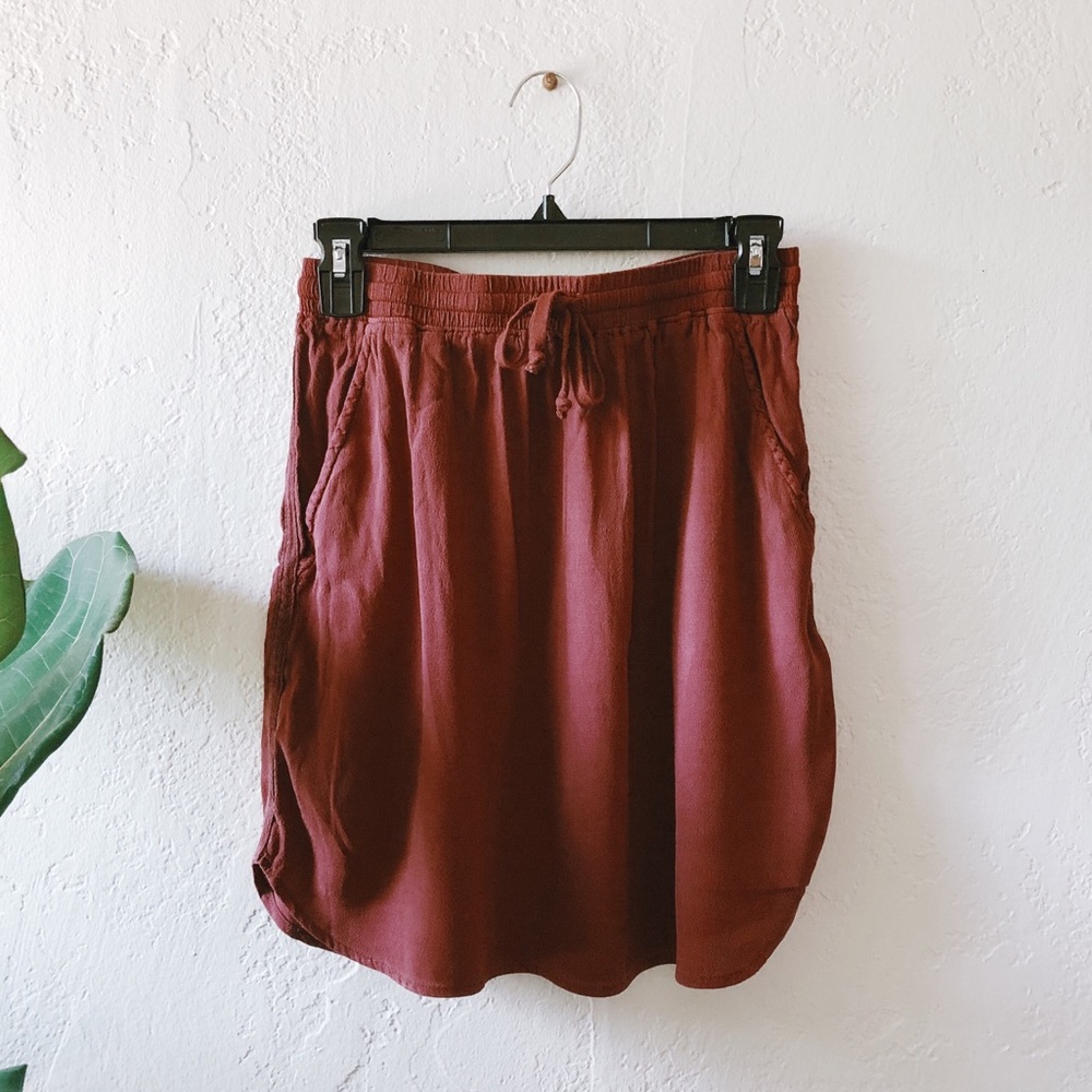 Silk Cranberry Drawstring Skirt